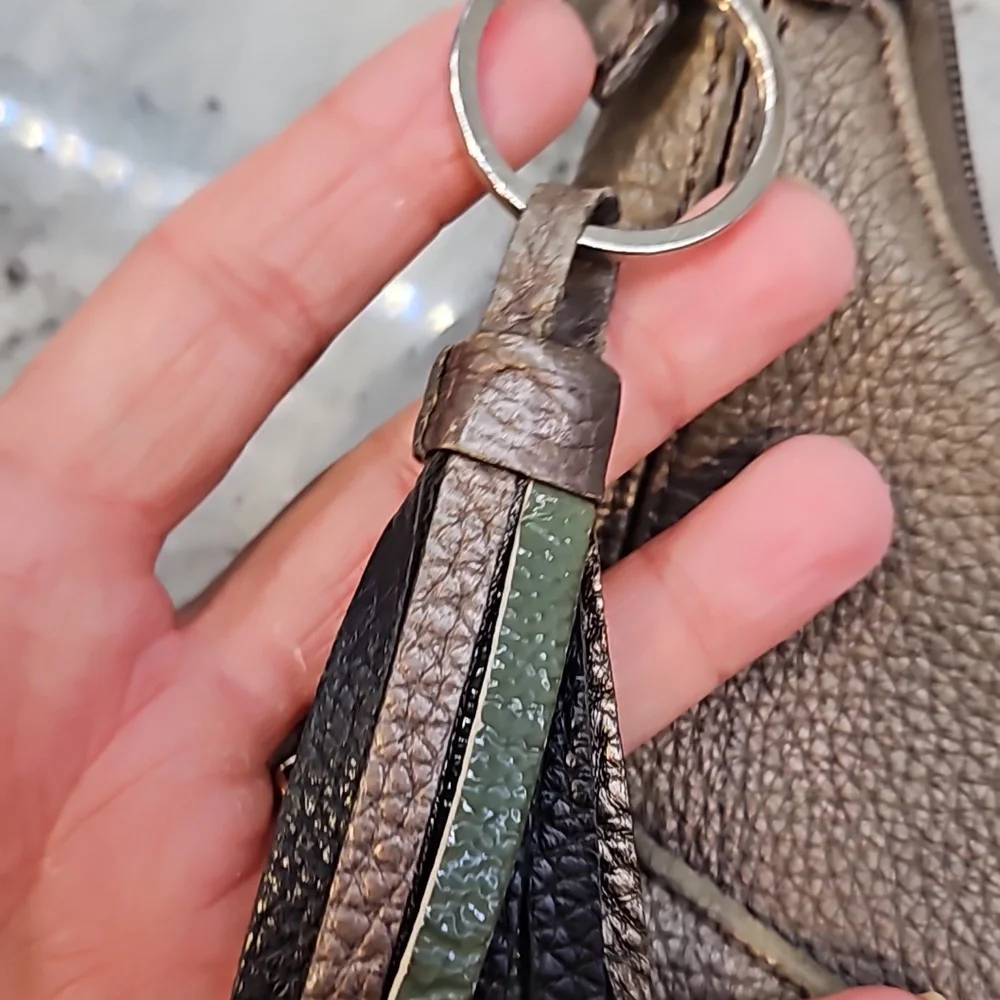 Brighton handbag  brown metallic nuetral with Heart Tassel
